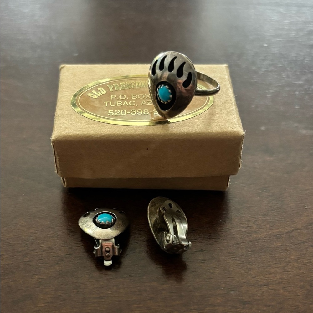 Silver and Turquoise Earrings and Ring set